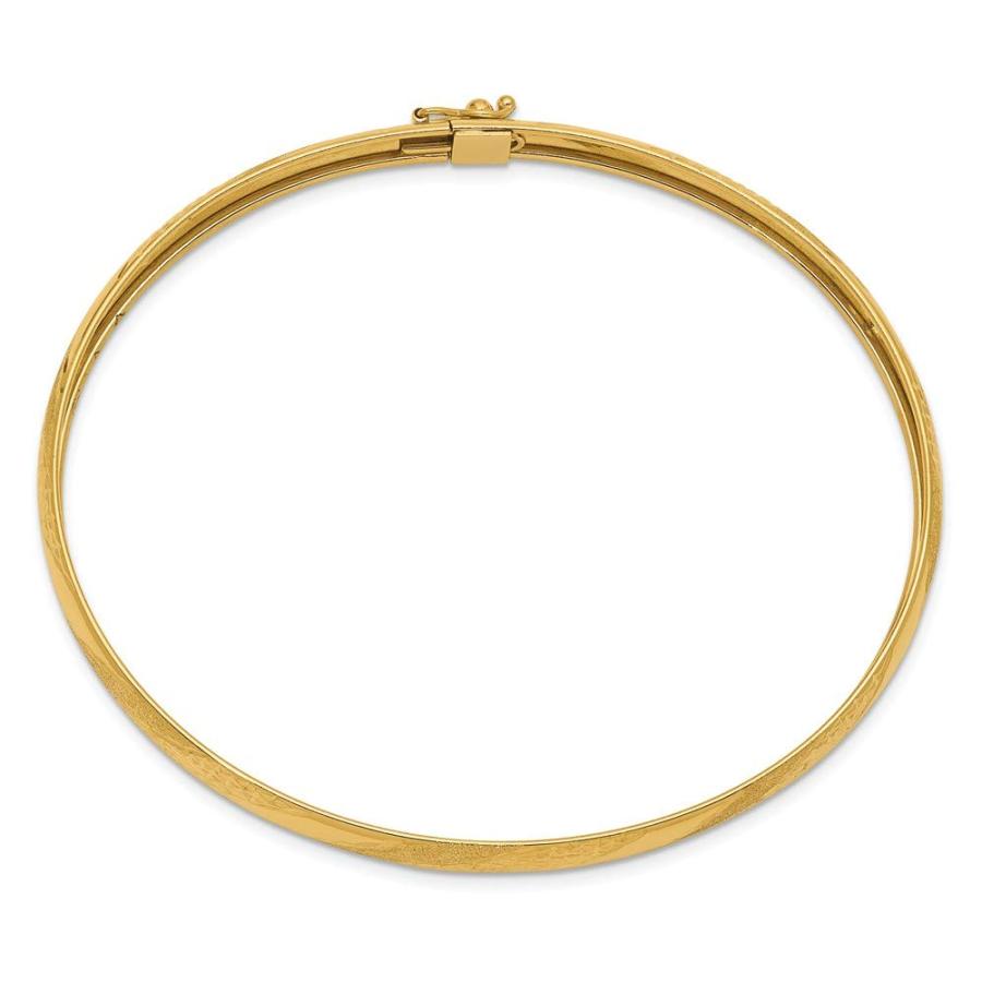 【並行輸入品】ソリッド 14K イエローゴールド ツイスト ダイヤモンドカット フレキシブル バングル カフ ブレスレット 7.5インチ (幅の画像
