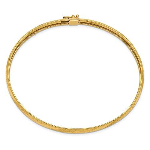 【並行輸入品】ソリッド 14K イエローゴールド ツイスト ダイヤモンドカット フレキシブル バングル カフ ブレスレット 7.5インチ (幅の画像