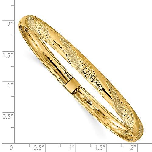 【並行輸入品】ソリッド 14K イエローゴールド ツイスト ダイヤモンドカット フレキシブル バングル カフ ブレスレット 7.5インチ (幅の画像