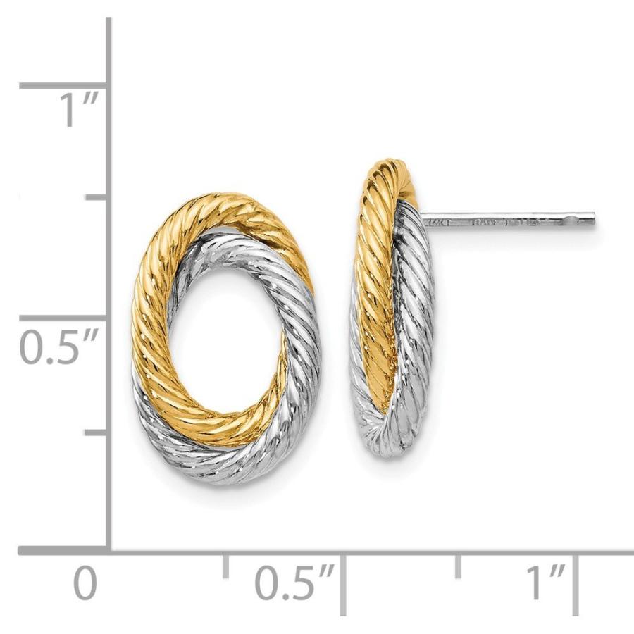 【並行輸入品】14K イエローとホワイトゴールド ツートンカラー ユニーク スタッドピアス   15mm x 10mm, 金属 14k Yellの画像