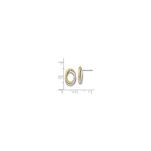 【並行輸入品】14K イエローとホワイトゴールド ツートンカラー ユニーク スタッドピアス   15mm x 10mm, 金属 14k Yellの画像