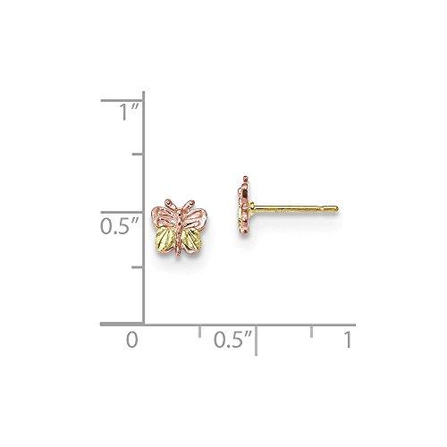 【並行輸入品】ソリッド10Kイエローゴールド 3色 バタフライスタッドピアス   6mm x 6mm, 金属 Solid 10k Yellowの画像