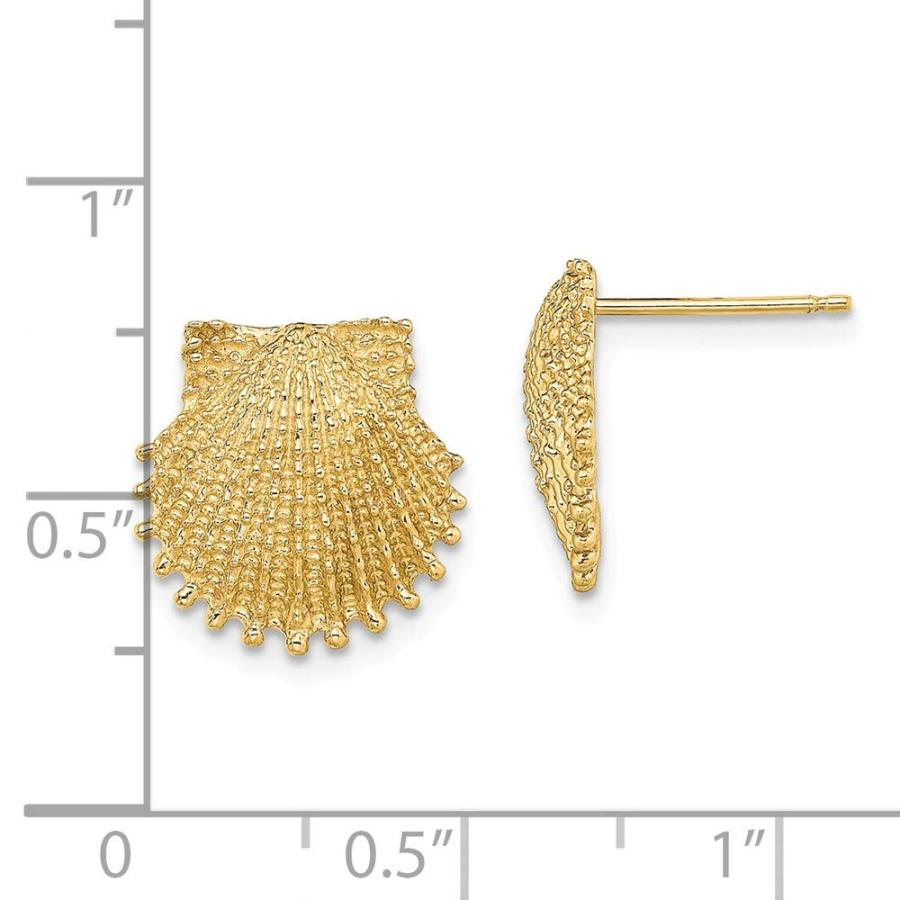 【並行輸入品】Solid 14k Yellow Gold Beaded Scallop Shell Post Studs Earrings 1の画像