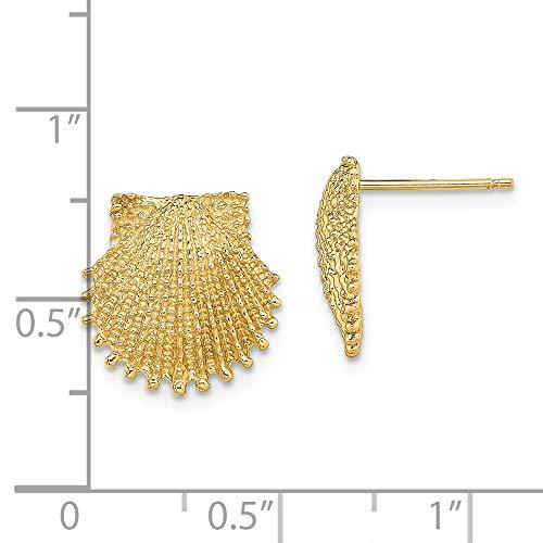 【並行輸入品】Solid 14k Yellow Gold Beaded Scallop Shell Post Studs Earrings 1の画像