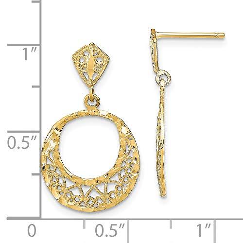【並行輸入品】ソリッド 14K イエローゴールド ユニーク スタッド ポスト ダングル イヤリング, 金属 Solid 14k Yellow Gの画像