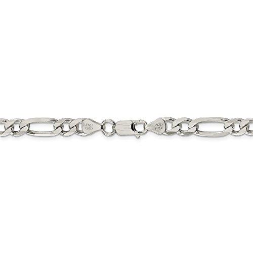 【並行輸入品】Solid 925 Sterling Silver 6.75mm Figaro Chain Necklace   with Seの画像
