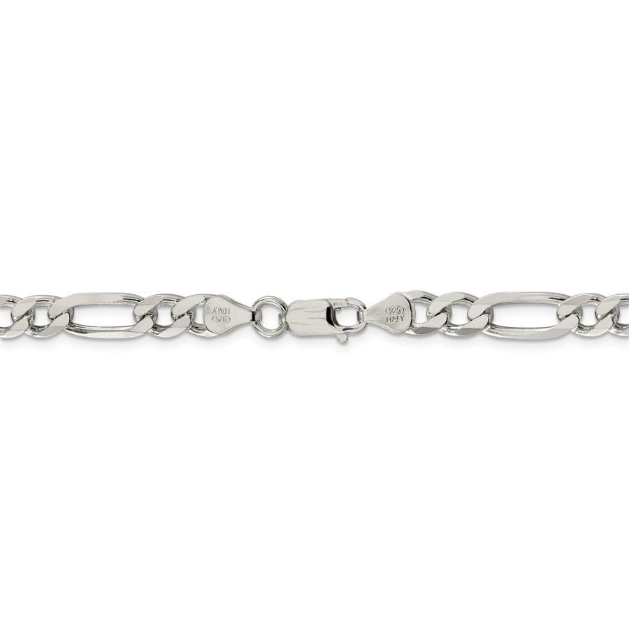 【並行輸入品】Solid 925 Sterling Silver 6.75mm Figaro Chain Necklace   with Seの画像