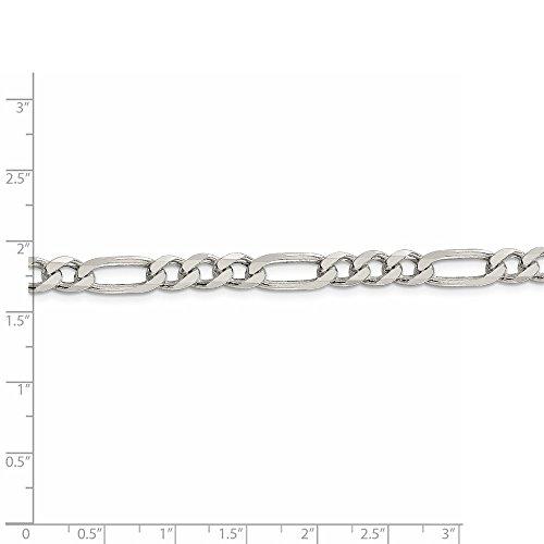 【並行輸入品】Solid 925 Sterling Silver 6.75mm Figaro Chain Necklace   with Seの画像