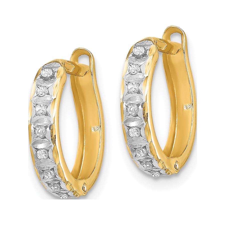 【並行輸入品】14K Yellow Gold Diamond Fascination Round Hinged Hoop Earrings (の画像