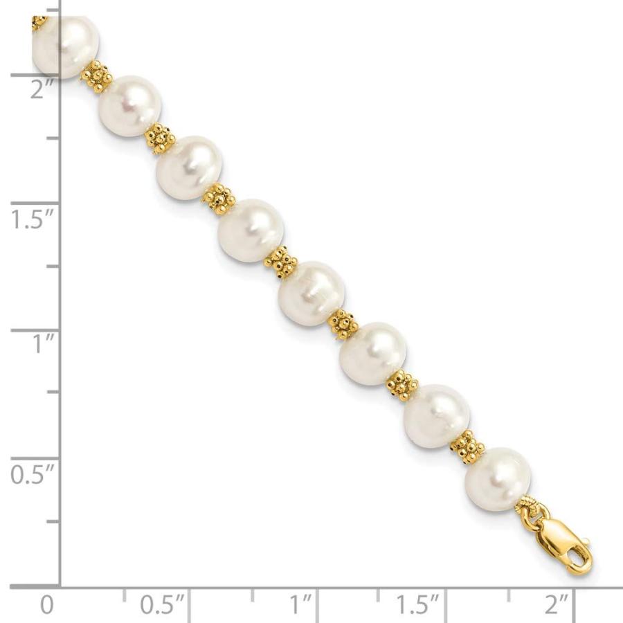 【並行輸入品】Solid 14k Yellow Gold 6 7mm White Round Freshwater Cultured Pearの画像