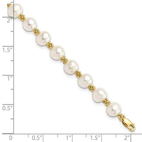 【並行輸入品】Solid 14k Yellow Gold 6 7mm White Round Freshwater Cultured Pearの画像
