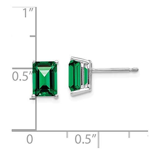 【並行輸入品】Solid 14k White Gold 7x5mm Emerald Cut Mount Catholic Patron Saiの画像