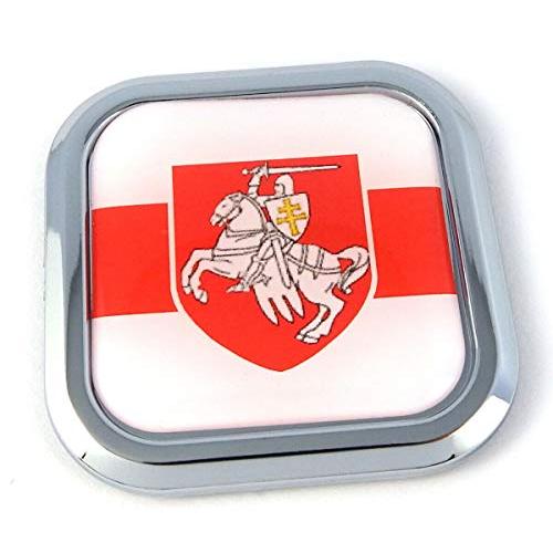 【並行輸入品】Belarus Flag Square Chrome rim Emblem Car 3D Decal Badge Bumperの画像