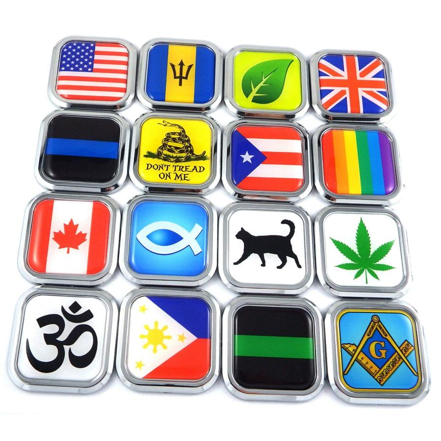 【並行輸入品】Ukraine Flag Square Chrome Rim Emblem Car 3D Decal Badge Hood Buの画像