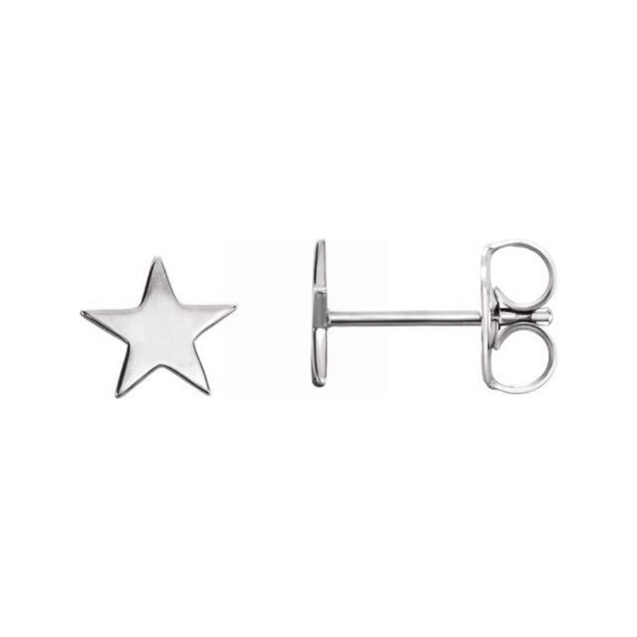 【並行輸入品】US Jewels Ladies 14K White Gold Star Stud Earringsの画像