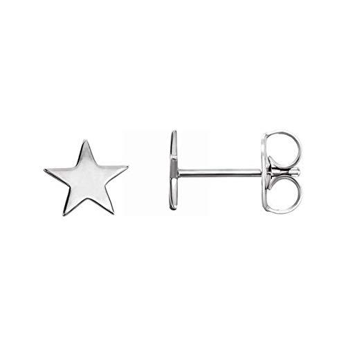 【並行輸入品】US Jewels Ladies 14K White Gold Star Stud Earringsの画像