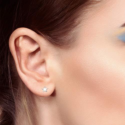 【並行輸入品】US Jewels Ladies 14K White Gold Star Stud Earringsの画像