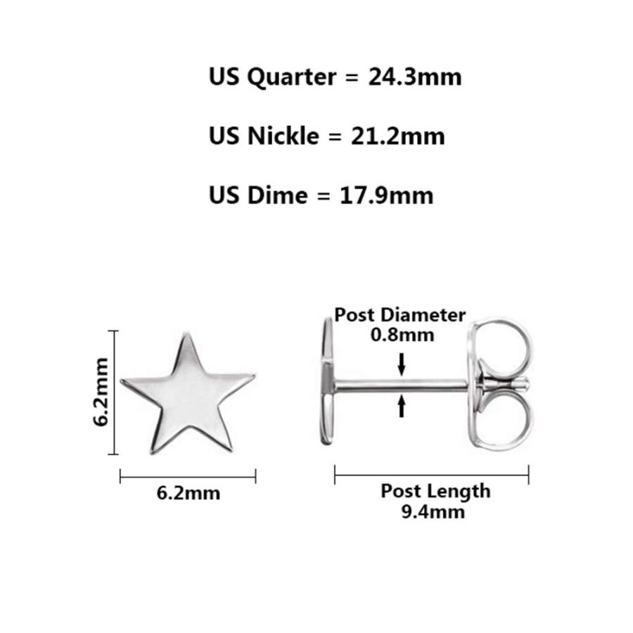 【並行輸入品】US Jewels Ladies 14K White Gold Star Stud Earringsの画像