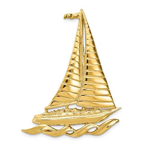 【並行輸入品】14k Gold Sailboat With Wave High Polish and Textured Charm Pendaの画像