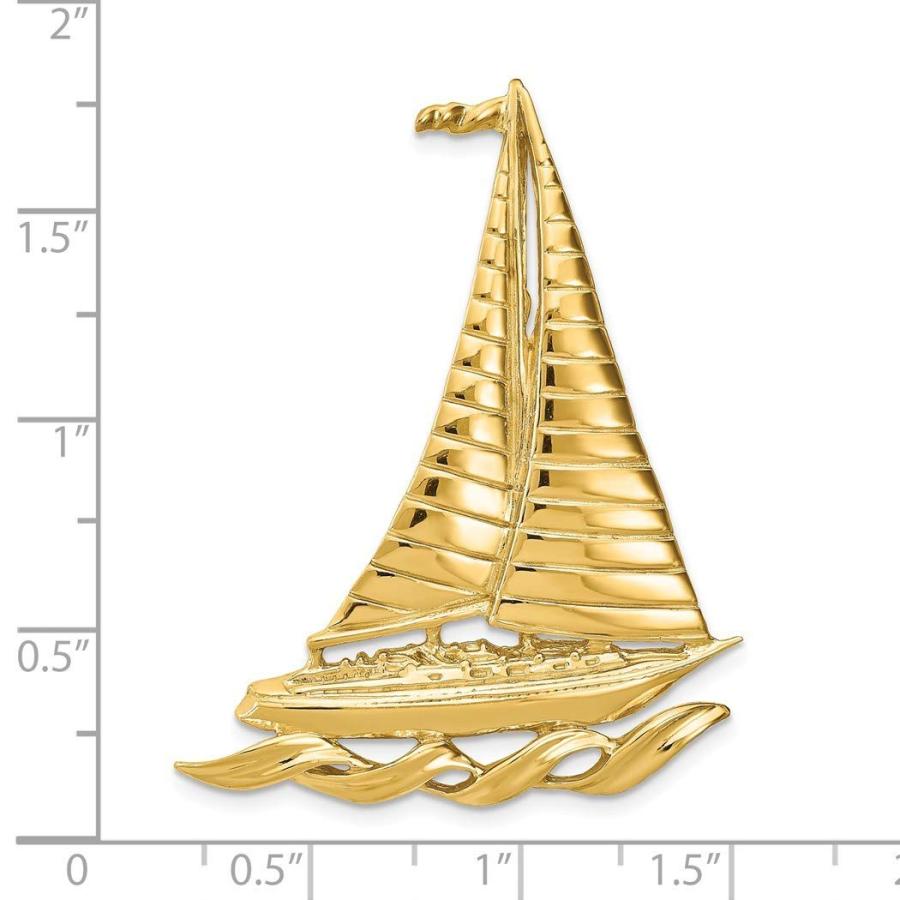 【並行輸入品】14k Gold Sailboat With Wave High Polish and Textured Charm Pendaの画像