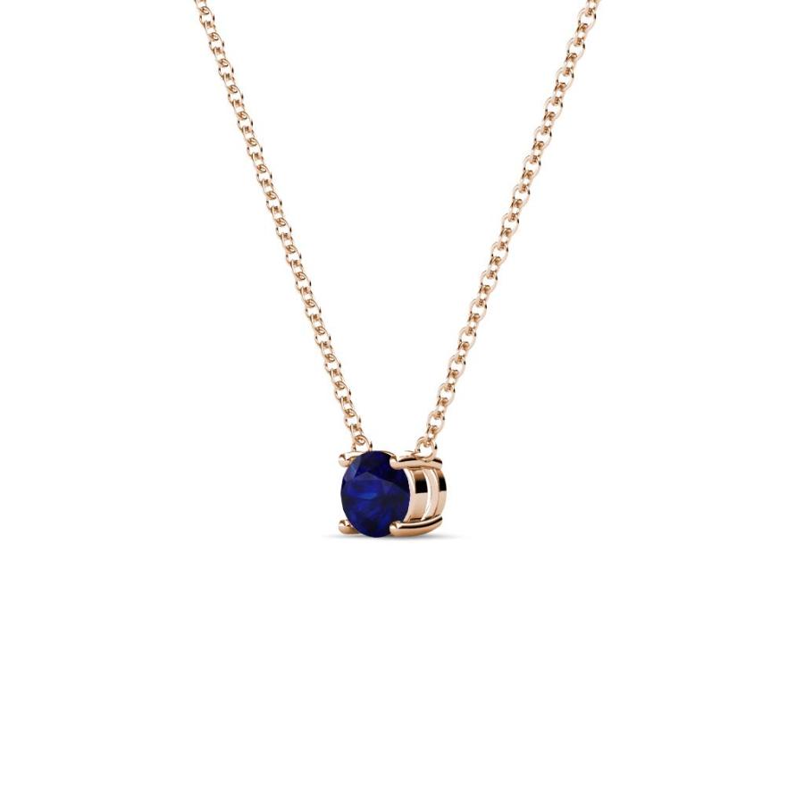 【並行輸入品】TriJewels ラウンドブルーサファイア 1/4カラット プロングセット 4mm レディース ソリティアペンダントネックレスの画像