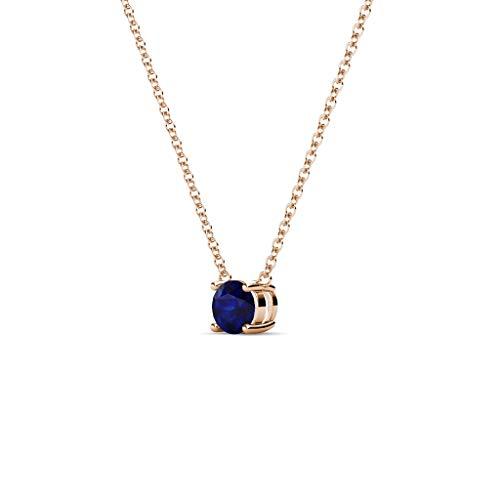 【並行輸入品】TriJewels ラウンドブルーサファイア 1/4カラット プロングセット 4mm レディース ソリティアペンダントネックレスの画像