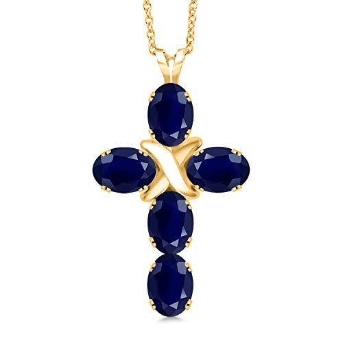 並行輸入品】[Gem Stone King] 2.78カラット 天然 サファイア クロス 