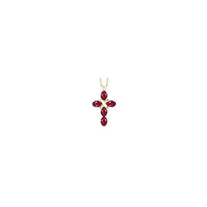 【並行輸入品】[Gem Stone King] 3カラット 天然 ルビー クロス ネックレス レディース シルバー925 18金 イエローゴールの画像