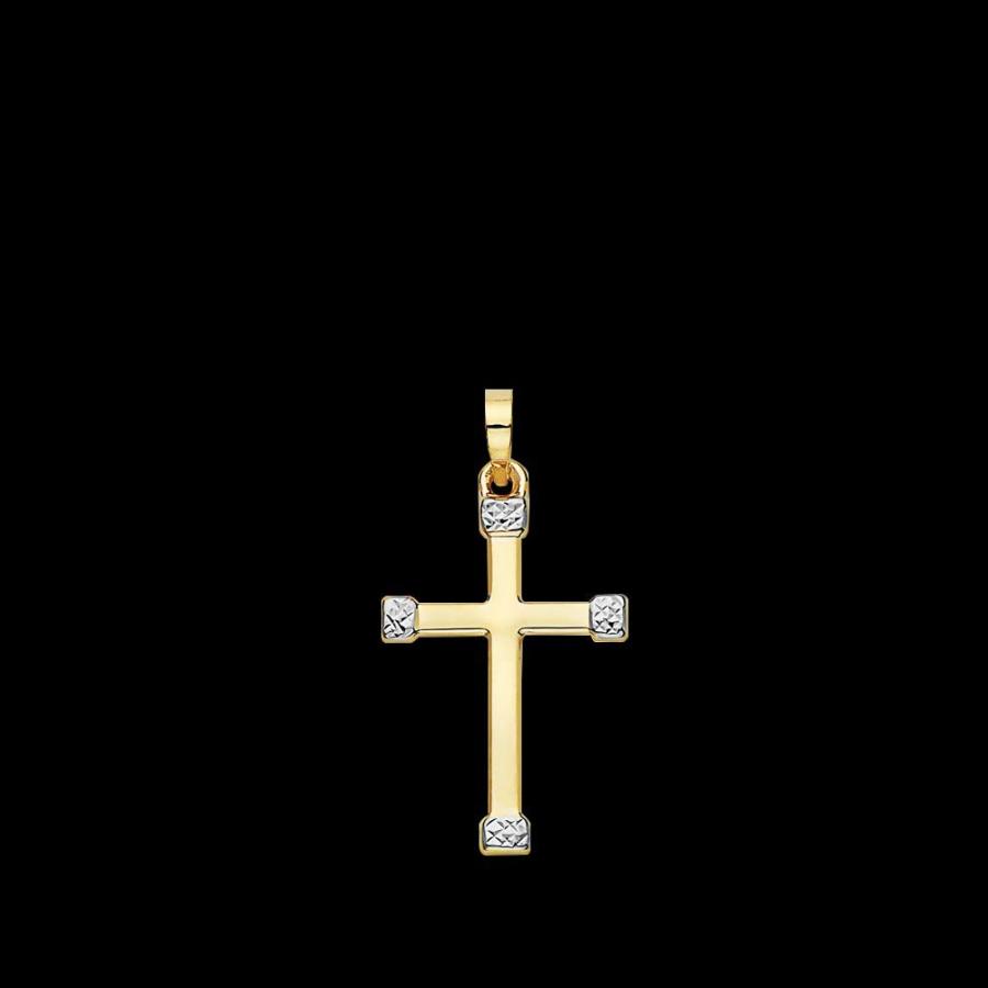 【並行輸入品】14K ゴールド 十字架 ペンダント チャーム 複数のスタイルと色をご用意 イエロー、ホワイト、ツートーン PORI JE_3
