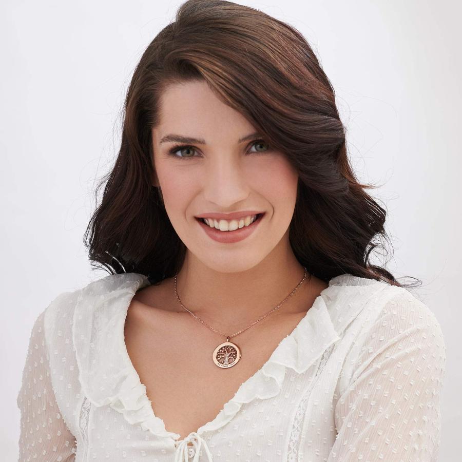 【並行輸入品】MyNameNecklace Engraved Circle Family Tree Necklace with Clear Cの画像