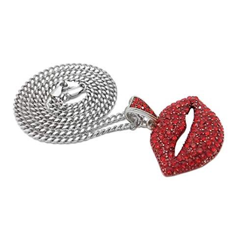 【並行輸入品】Fashion 21 Women's Stone Filled Red Lip Pendant 3 mm 18，20，24 in_7