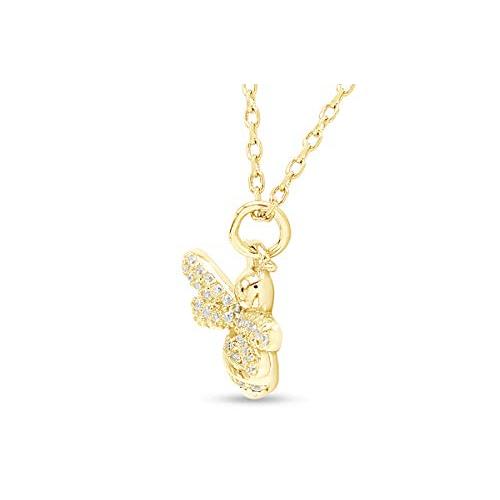 【並行輸入品】AFFY 14Kゴールドメッキ スターリングシルバー 蜂 バンブルビー ペンダントネックレス ラウンド ホワイト キュービックジル_4