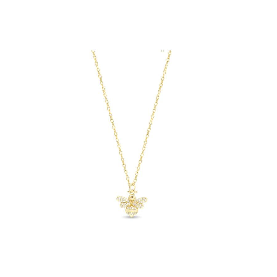 【並行輸入品】AFFY 14Kゴールドメッキ スターリングシルバー 蜂 バンブルビー ペンダントネックレス ラウンド ホワイト キュービックジル_9