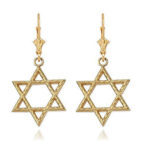 【並行輸入品】14K Yellow Gold Jewish Star of David Earrings_1