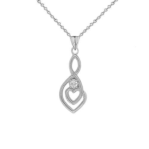 【並行輸入品】Fine Sterling Silver Diamond Infinity Double Heart Pendant Neckl_1