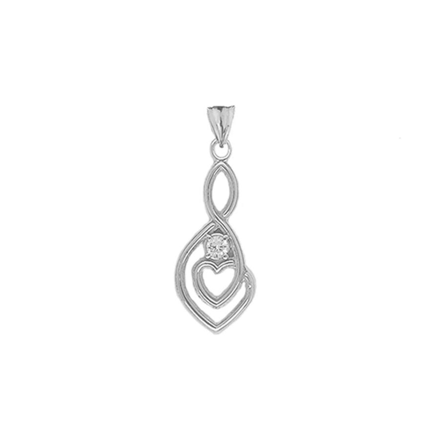 【並行輸入品】Fine Sterling Silver Diamond Infinity Double Heart Pendant Neckl_3