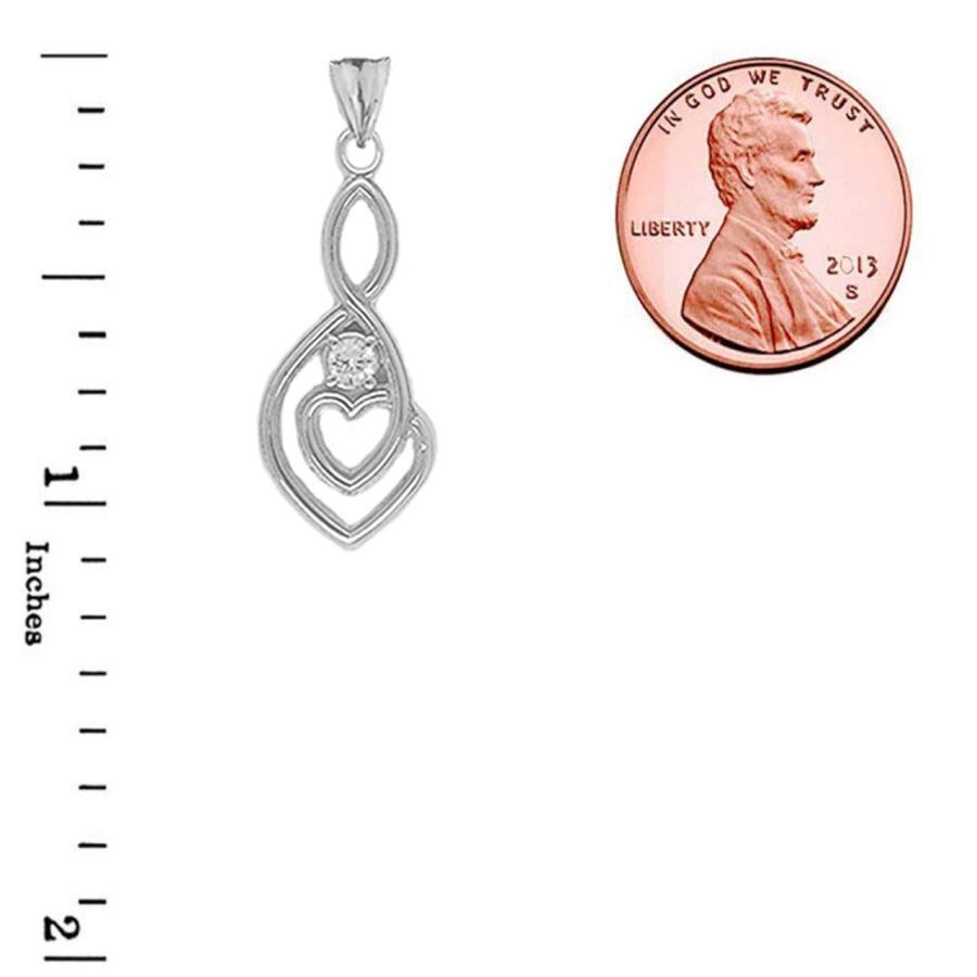 【並行輸入品】Fine Sterling Silver Diamond Infinity Double Heart Pendant Neckl_6