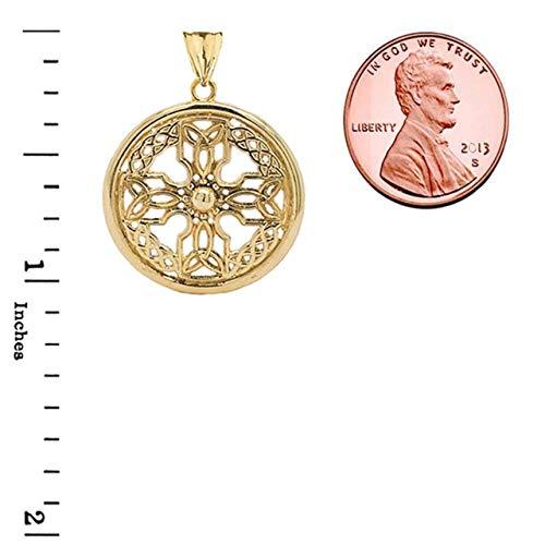 【並行輸入品】認定14Kゴールド ケルトノット クロスシールドペンダント (大), イエローゴールド Certified 14k Yellowの画像