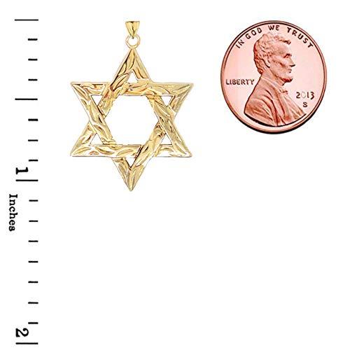 【並行輸入品】Certified 14k Yellow Gold Small Detailed Star of David Pendant Nの画像