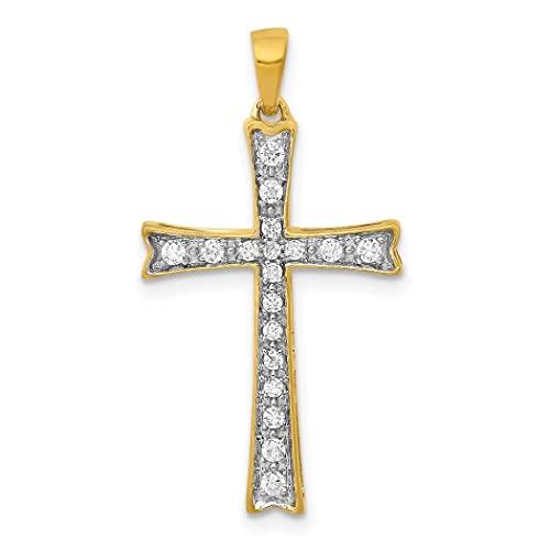 【並行輸入品】14Kゴールドダイヤモンド 宗教的信仰 十字架ペンダントネックレス 幅29x15mm 女性用ジュエリーギフト, イエローゴールドの画像