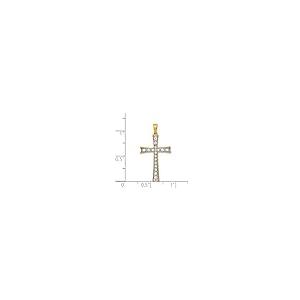 【並行輸入品】14Kゴールドダイヤモンド 宗教的信仰 十字架ペンダントネックレス 幅29x15mm 女性用ジュエリーギフト, イエローゴールドの画像