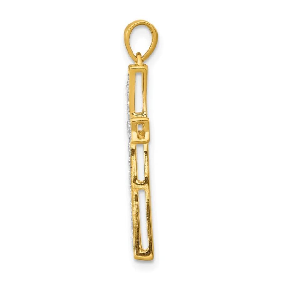 【並行輸入品】14Kゴールドダイヤモンド 宗教的信仰 十字架ペンダントネックレス 幅29x15mm 女性用ジュエリーギフト, イエローゴールドの画像