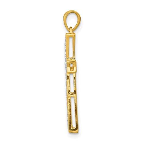 【並行輸入品】14Kゴールドダイヤモンド 宗教的信仰 十字架ペンダントネックレス 幅29x15mm 女性用ジュエリーギフト, イエローゴールドの画像