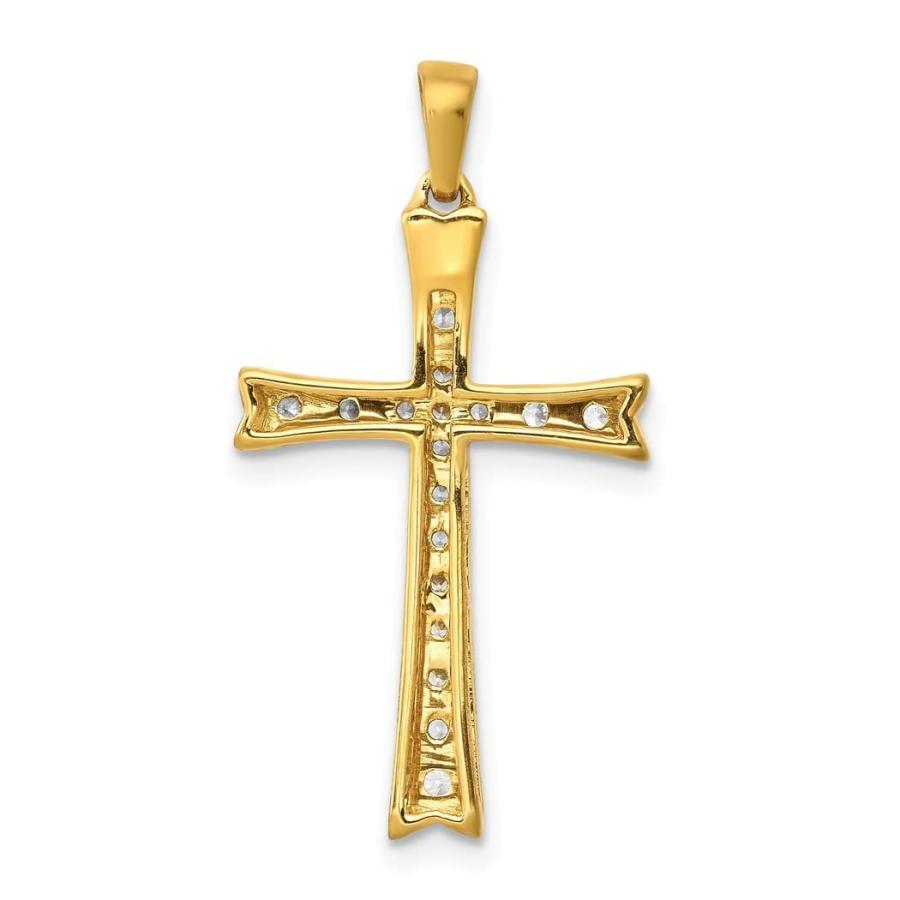 【並行輸入品】14Kゴールドダイヤモンド 宗教的信仰 十字架ペンダントネックレス 幅29x15mm 女性用ジュエリーギフト, イエローゴールドの画像
