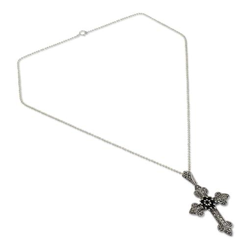 【並行輸入品】NOVICA マルチジェムオニキス 925スターリングシルバー ペンダントネックレス 18インチ 大聖堂 十字架， オニキス NO_4