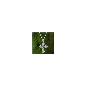 【並行輸入品】NOVICA マルチジェムオニキス 925スターリングシルバー ペンダントネックレス 18インチ 大聖堂 十字架， オニキス NO_8