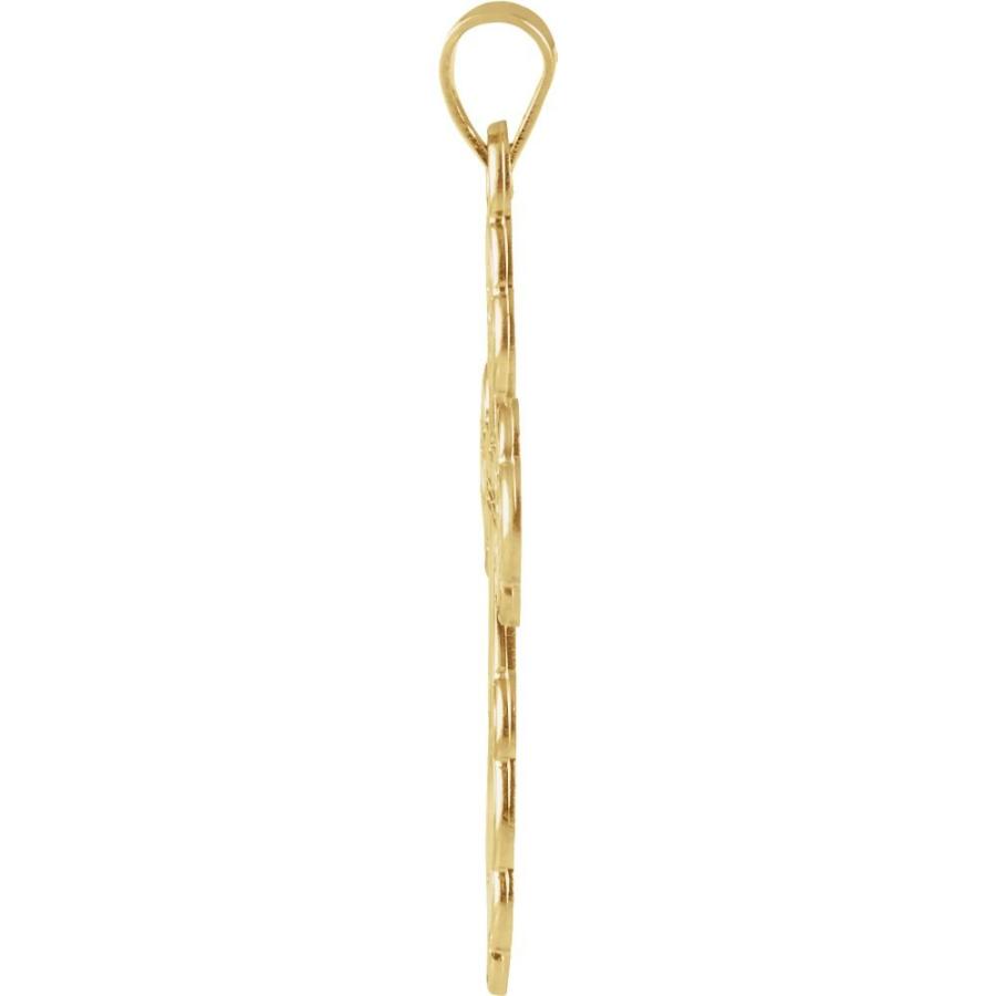 【並行輸入品】14K イエローゴールド 12x8mm 光沢 ダイストラック 正統派 宗教 信仰 十字架 ペンダント ネックレス ジュエリー ギフ_3