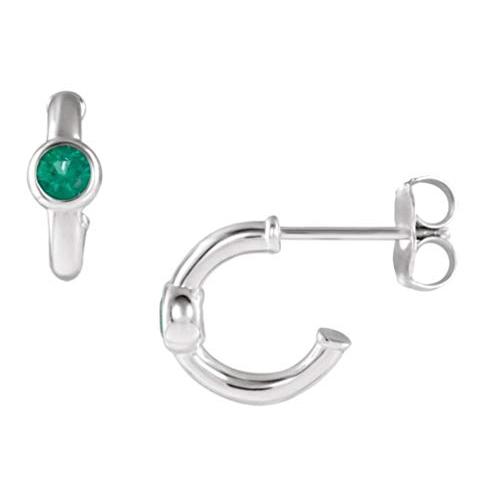 【並行輸入品】Sterling Silver Emerald J Hoop Earringsの画像