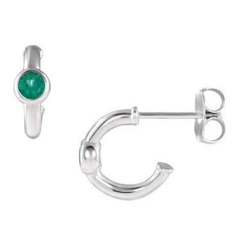 【並行輸入品】Sterling Silver Emerald J Hoop Earringsの画像