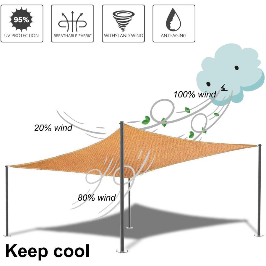 Shade Sail Canopy 6' x 8',Rectangle Shade Cloth UV Block 【ハイグレードモデル】 Sun 並行輸入品